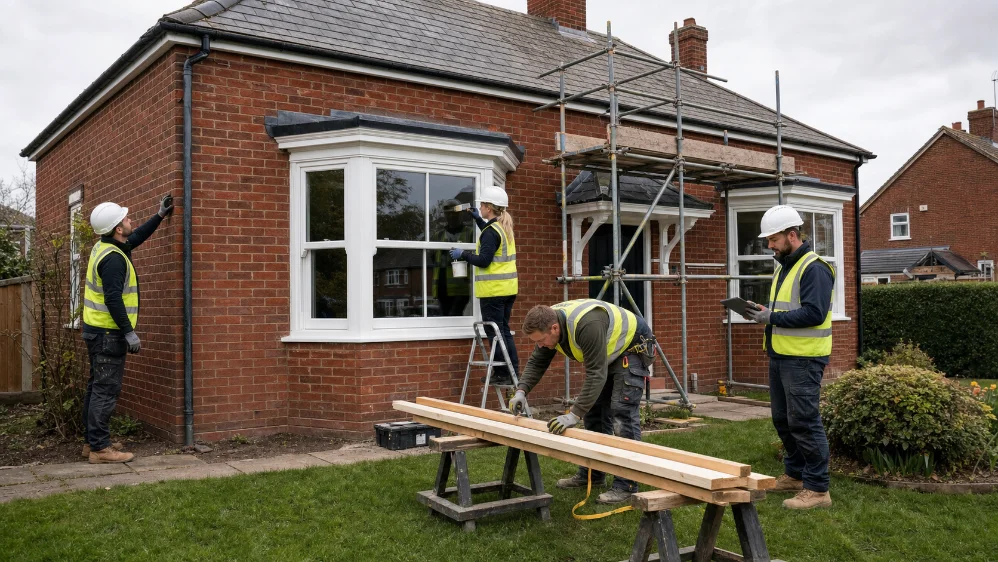 Zii Builders team working on a home in Luton